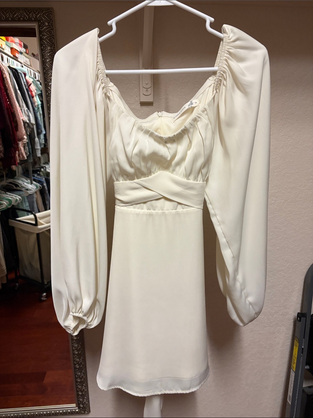 Altar'd State Cream Puff-Sleeve Mini Dress
